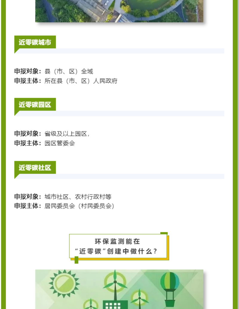 近日，《山东省近零碳城市、近零碳园区、近零碳社区示范创建实施方案》由山东省生态环境厅发布，未来将有一批低碳基础好、参与意识高的县（市、区）、园区和社区开展近零碳示范创建。