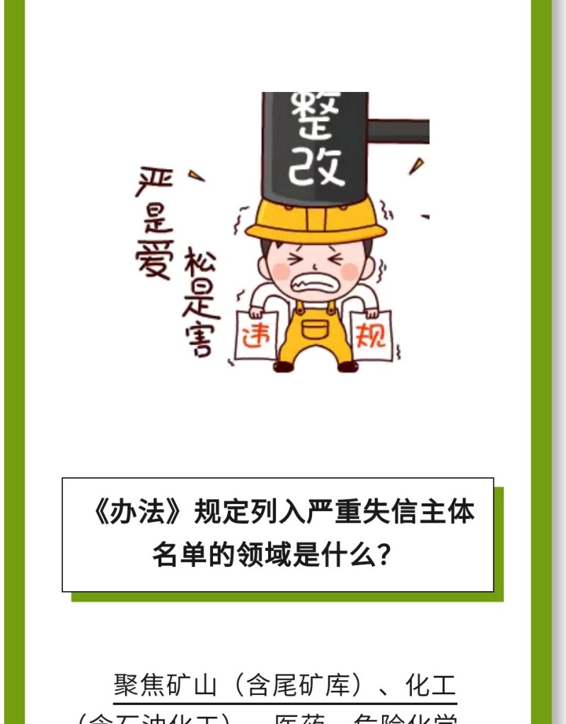 必 要 性：进一步健全完善了安全生产严重失信主体名单管理制度，有利于构建放管结合、宽严相济、进退有序的信用监管新格局。